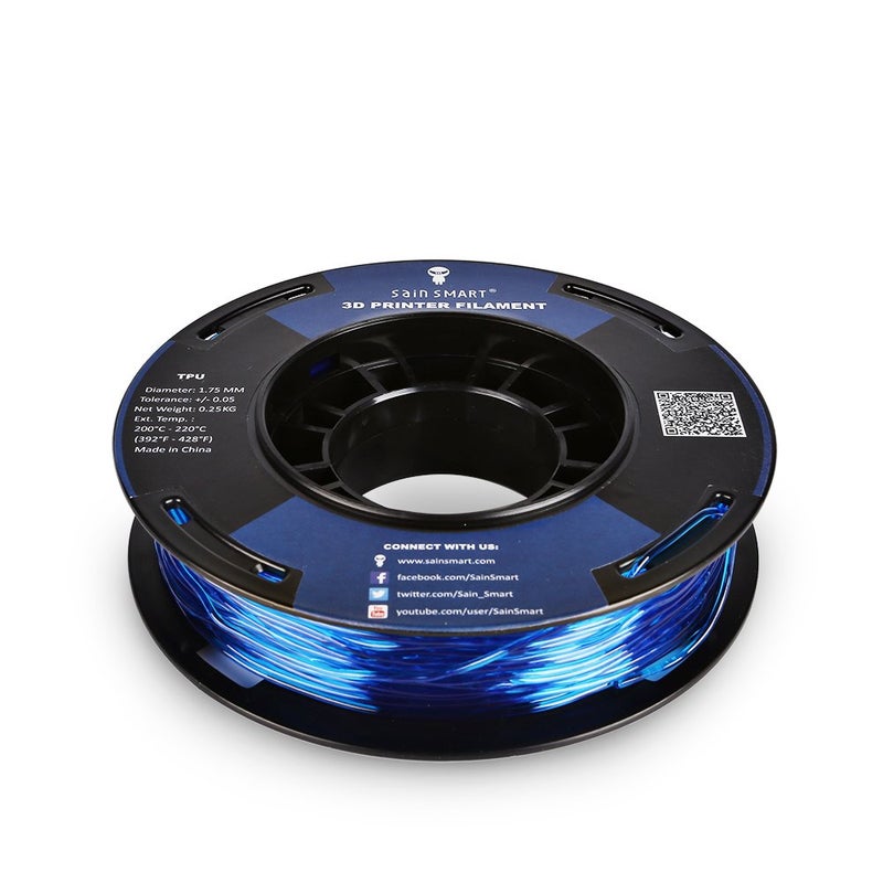 SainSmart - TPU-BLU-0.25KG1.75 SAINSMART 1.75mm 250g Flexible TPU 3D Printing Filament, Dimensional Accuracy +/- 0.05 mm (Blue) - Image 2